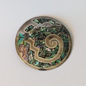 Vintage sterling silver with abalone inlay brooch/pendant